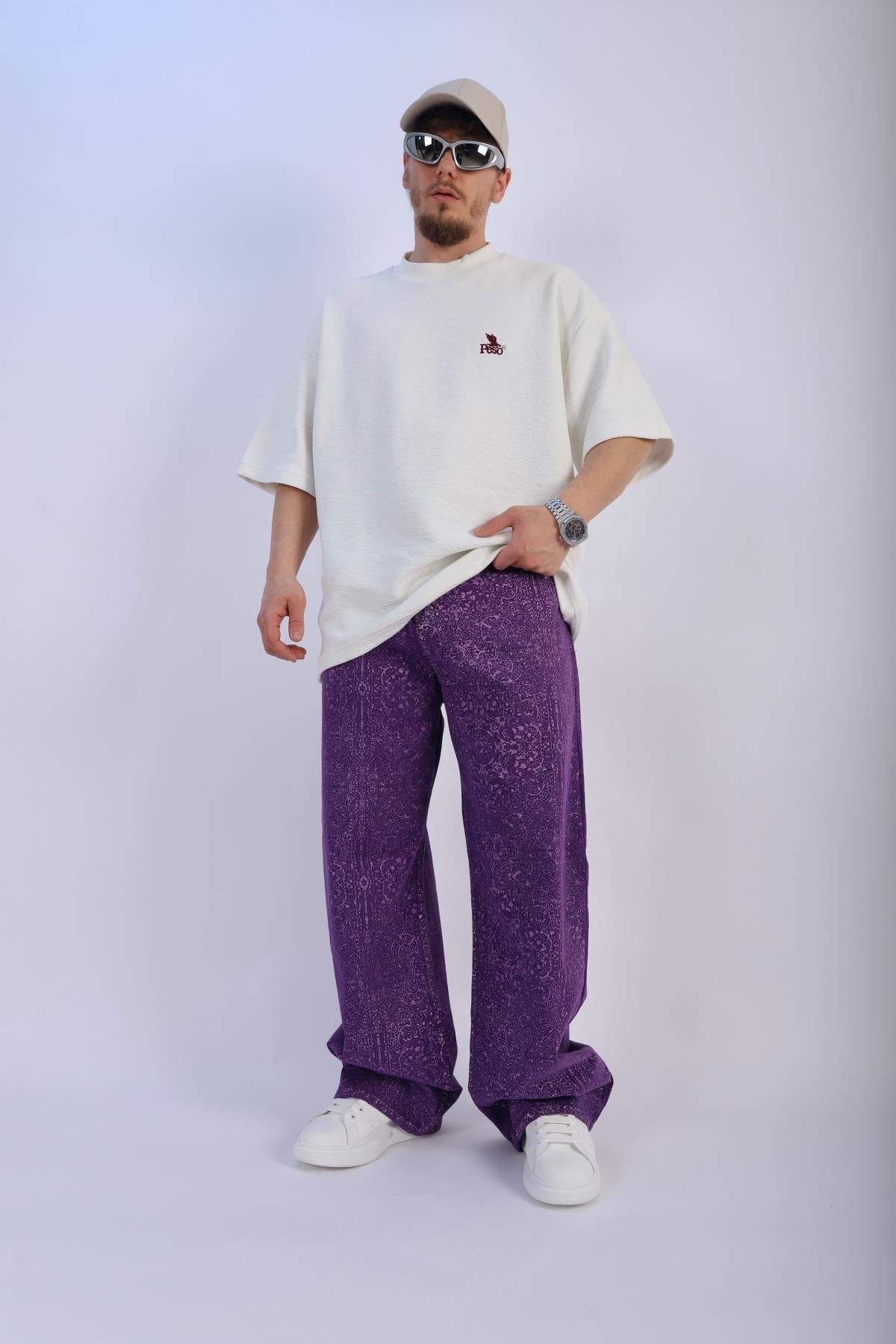 Oriental-Details Baggy Jeans - 88PM Clothing